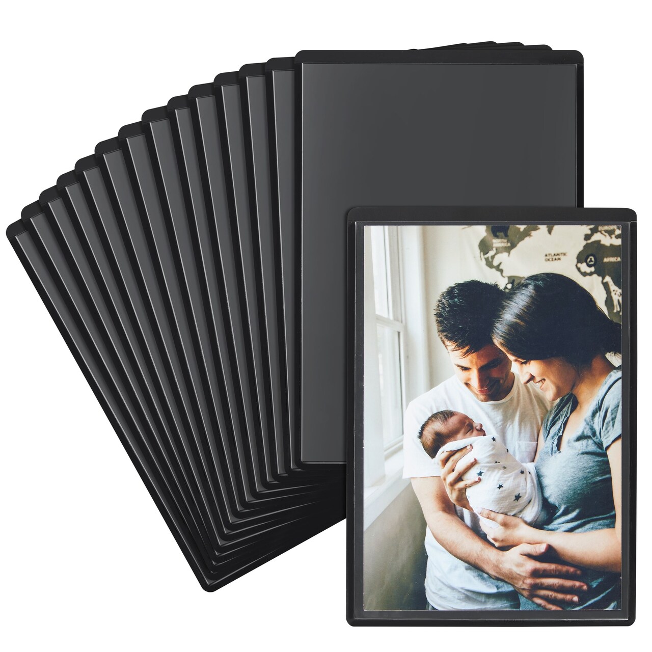 15 Pack 4x6 Black Magnetic Picture Frames for Refrigerator with Clear Cover